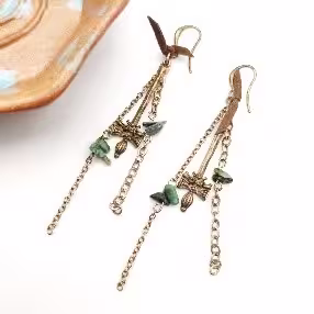 Old World Bow Chain Dangles Earrings