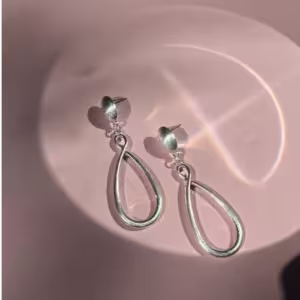 Silver Teardrop Outline Earrings