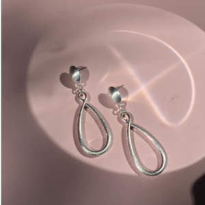 Silver Teardrop Outline Earrings