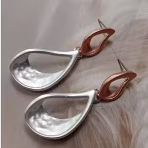 Rose Gold Silver Teardrop Earrings