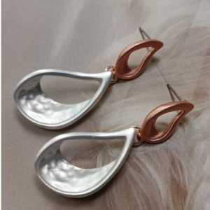 Rose Golden Silver Teardrop Earrings