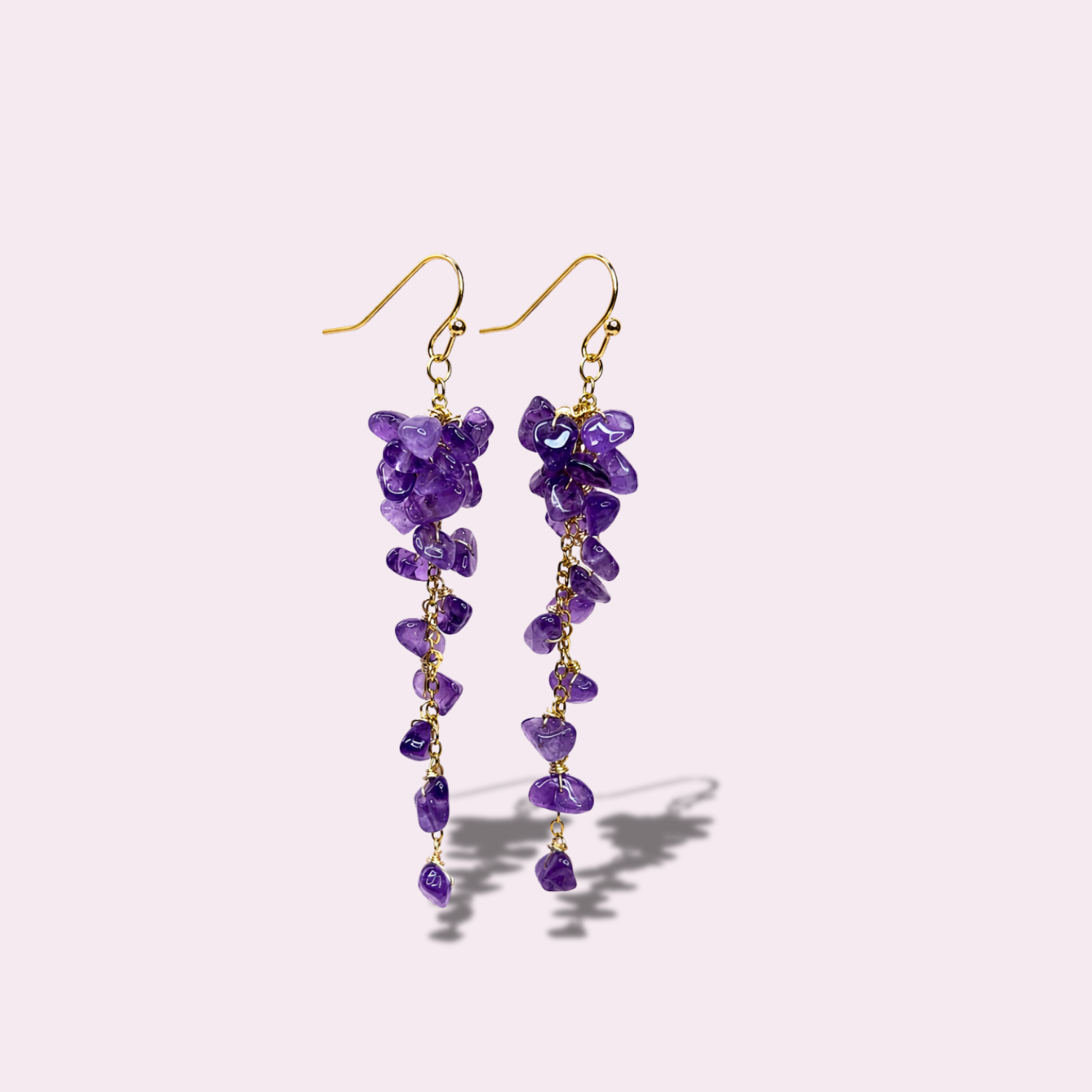 Celestial Raw Amethyst Cluster Earrings - Image 2