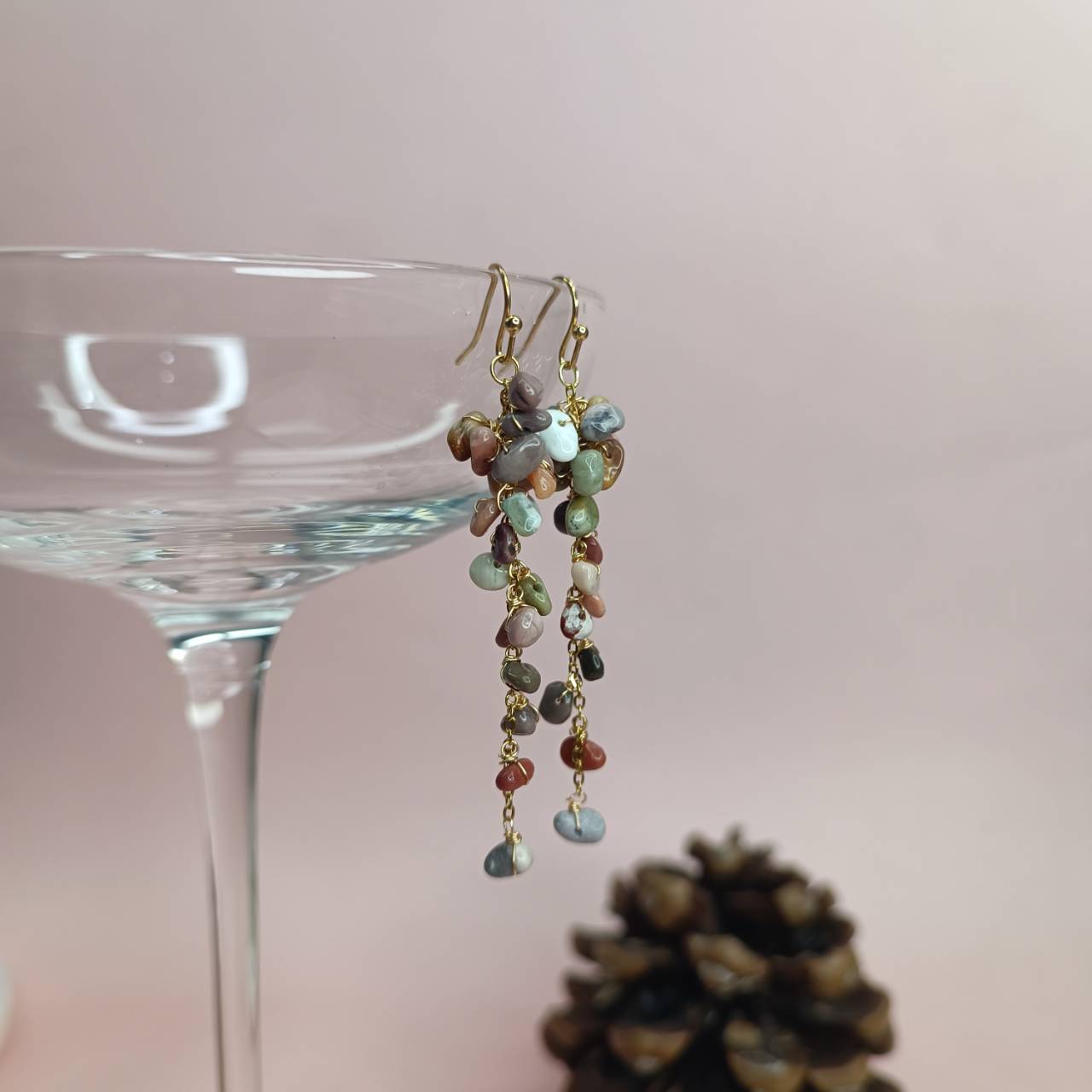 Celestial Ocean Jasper Cluster Earrings - Image 4