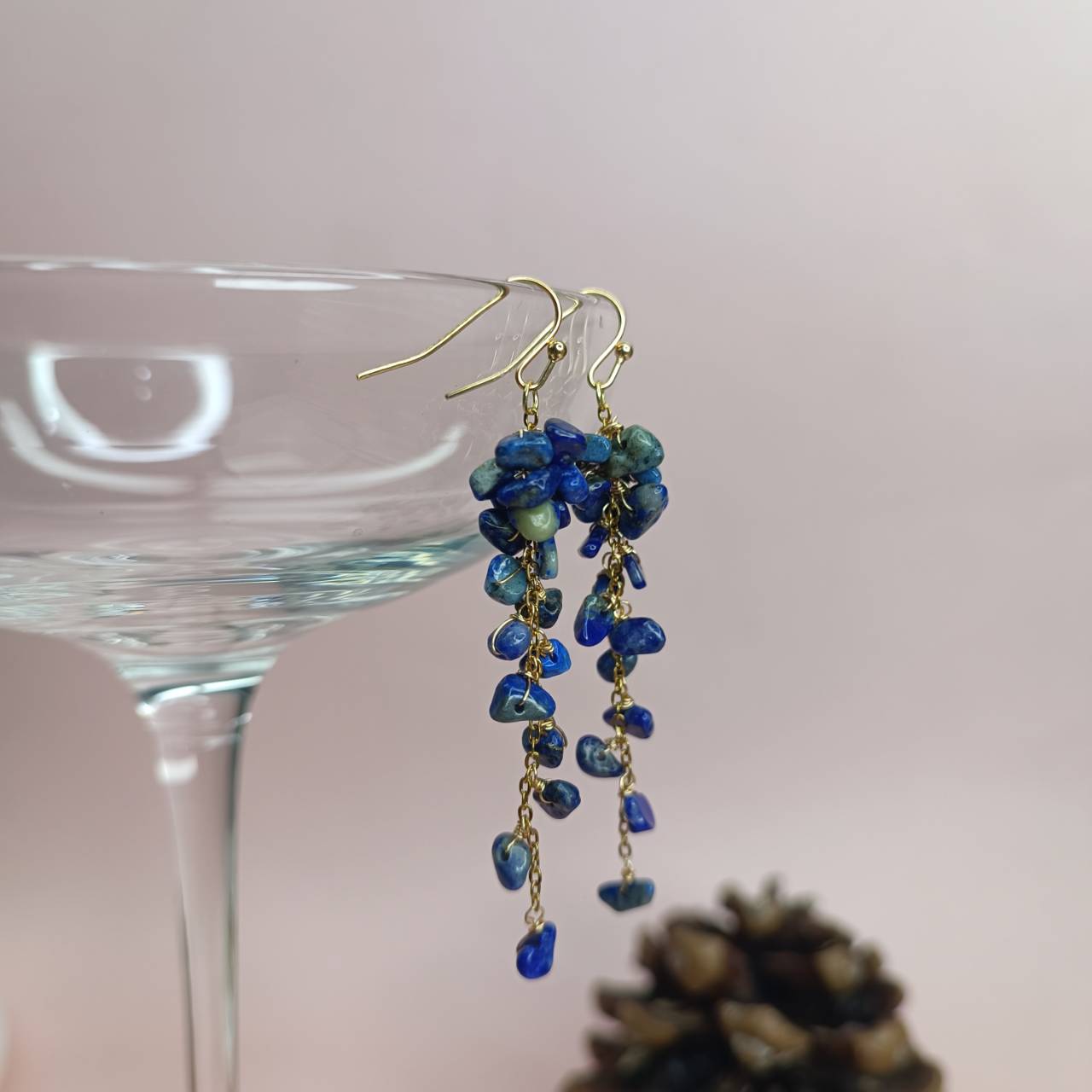 Celestial Lapis Lazuli Cluster Earrings - Image 4