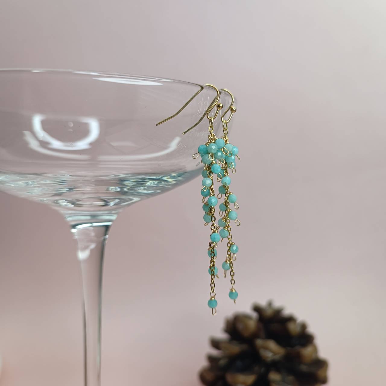 Celestial Larimar Cluster Earrings - Image 4