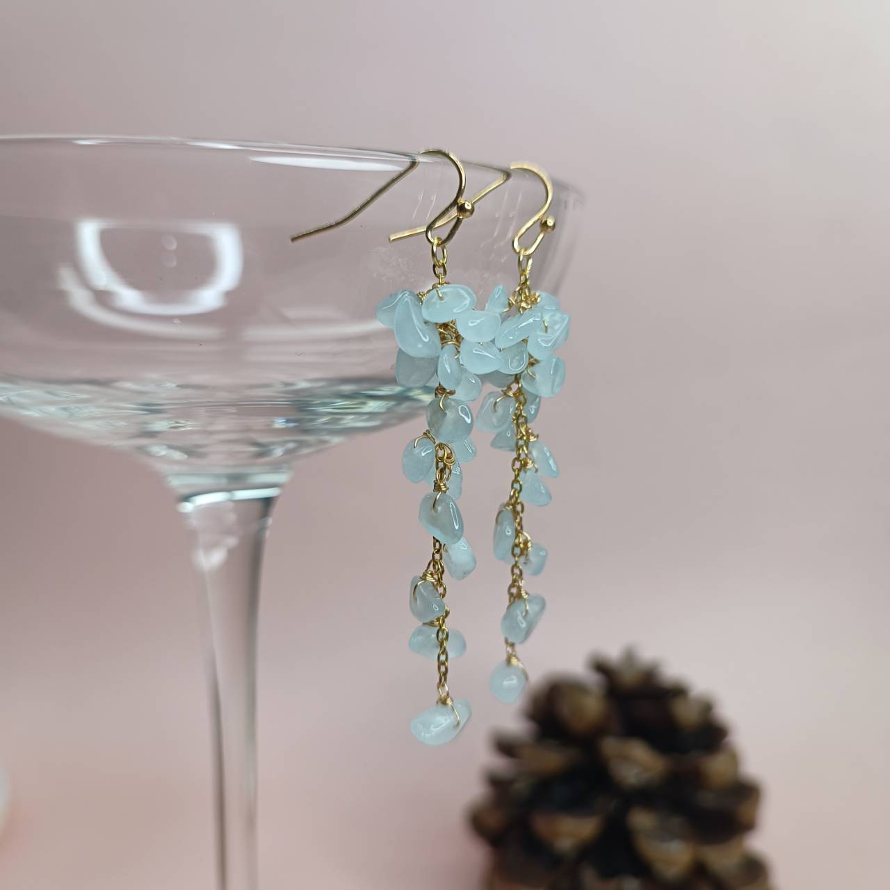 Celestial Aquamarine Cluster Earrings - Image 4