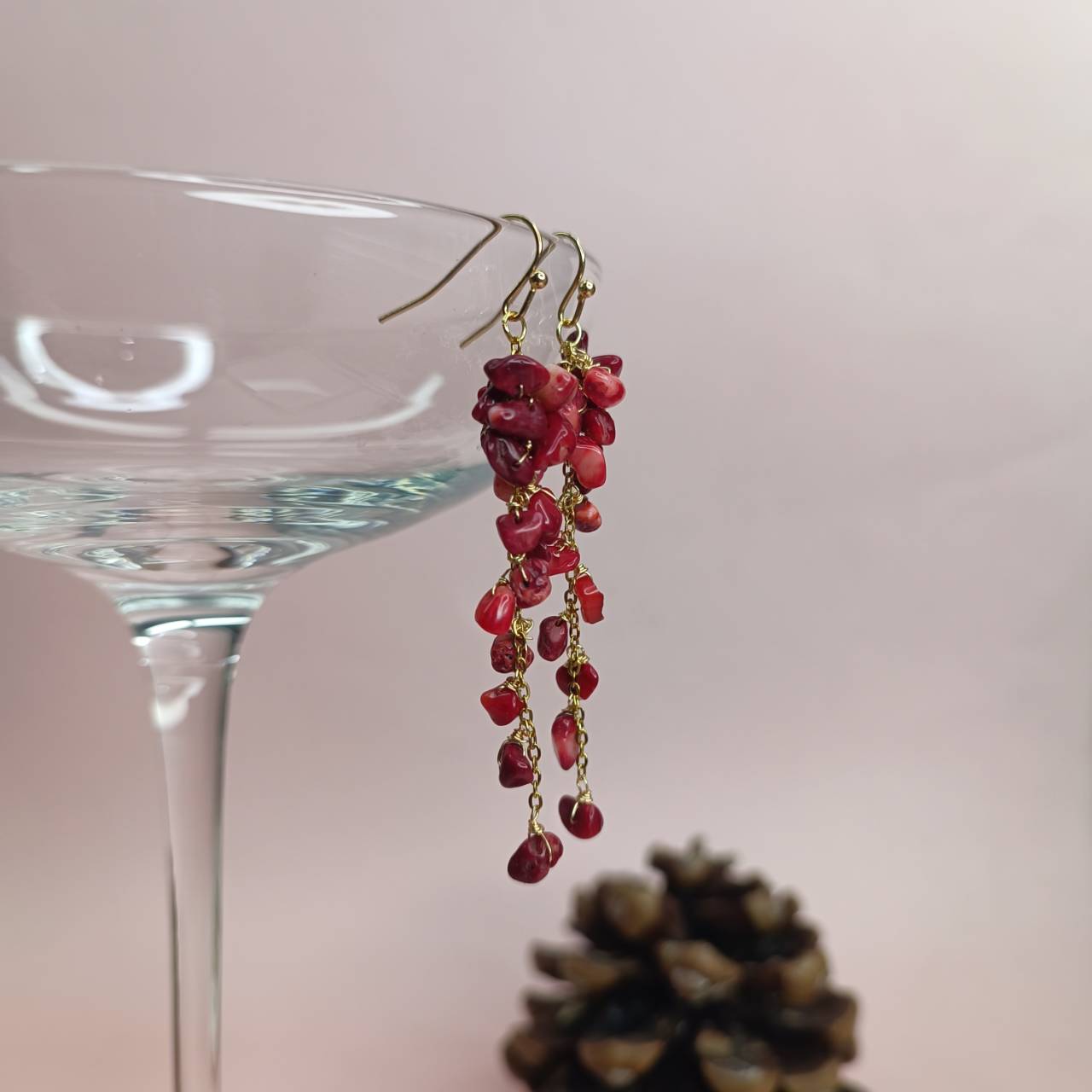 Celestial Garnet Cluster Earrings - Image 4