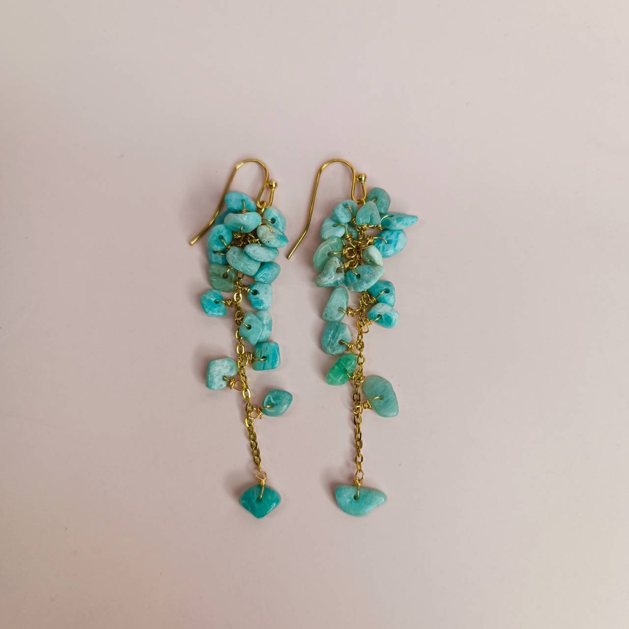 Celestial Raw Larimar Cluster Earrings - Image 5
