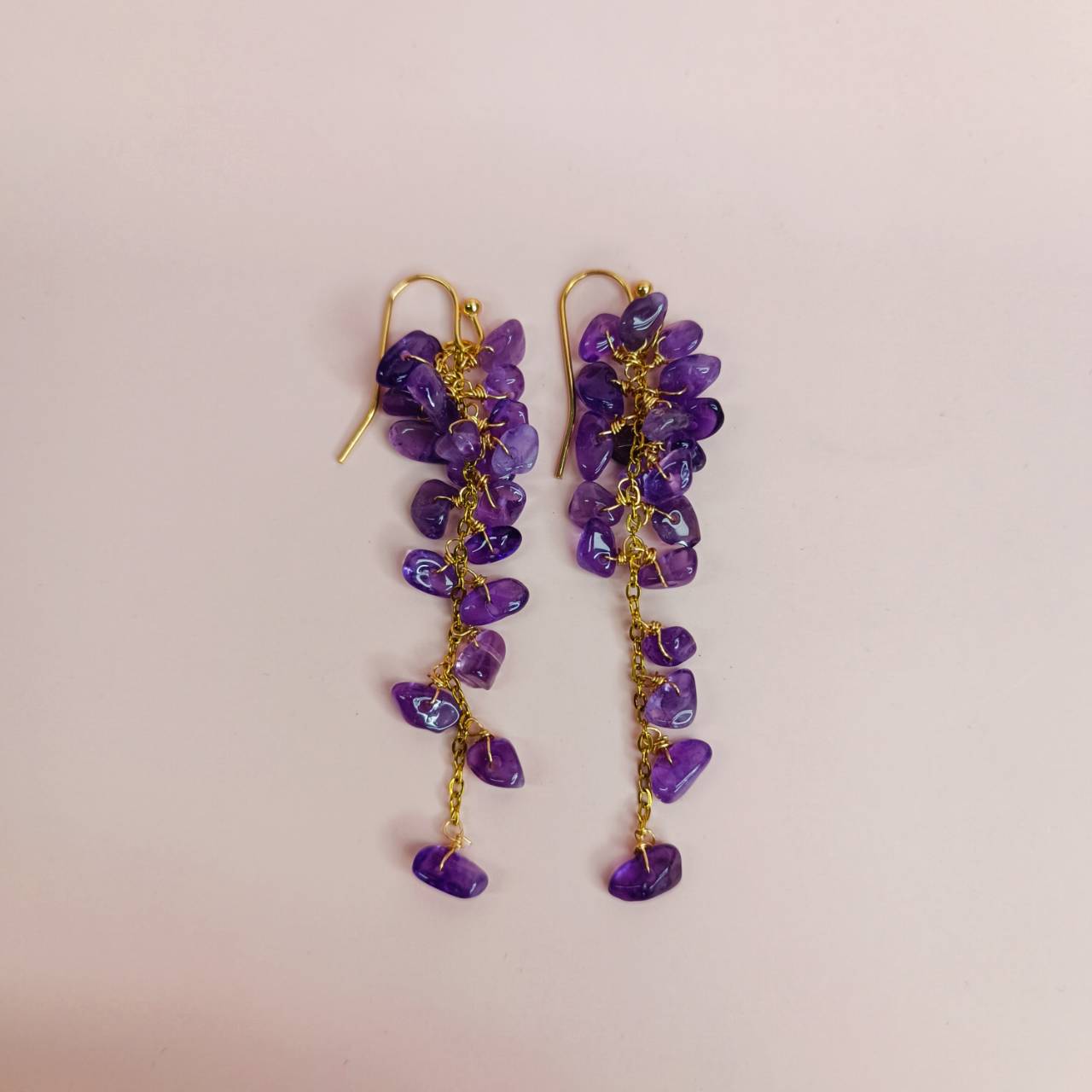 Celestial Raw Amethyst Cluster Earrings - Image 5