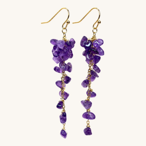 Celestial Raw Amethyst Cluster Earrings
