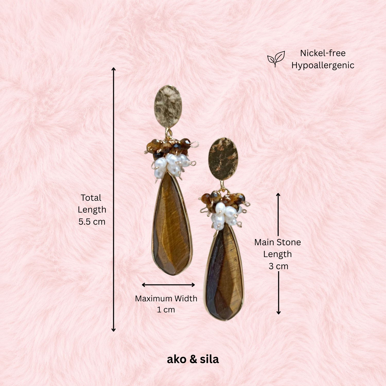 Golden Drive Tiger Eyes Dangle Earrings - Image 4