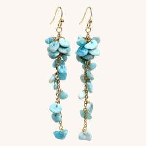 Celestial Raw Larimar Cluster Earrings