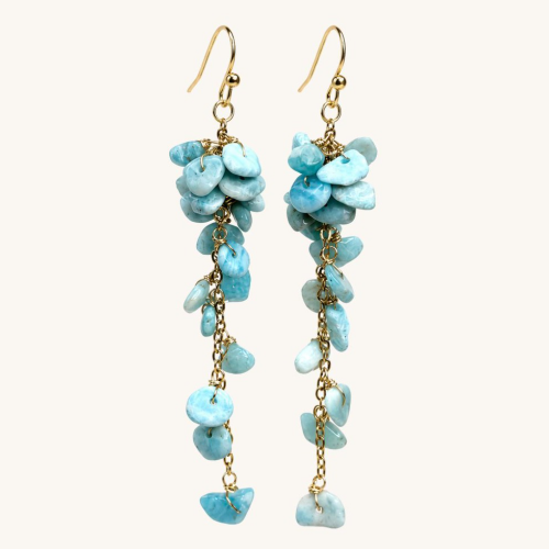 Celestial Raw Larimar Cluster Earrings