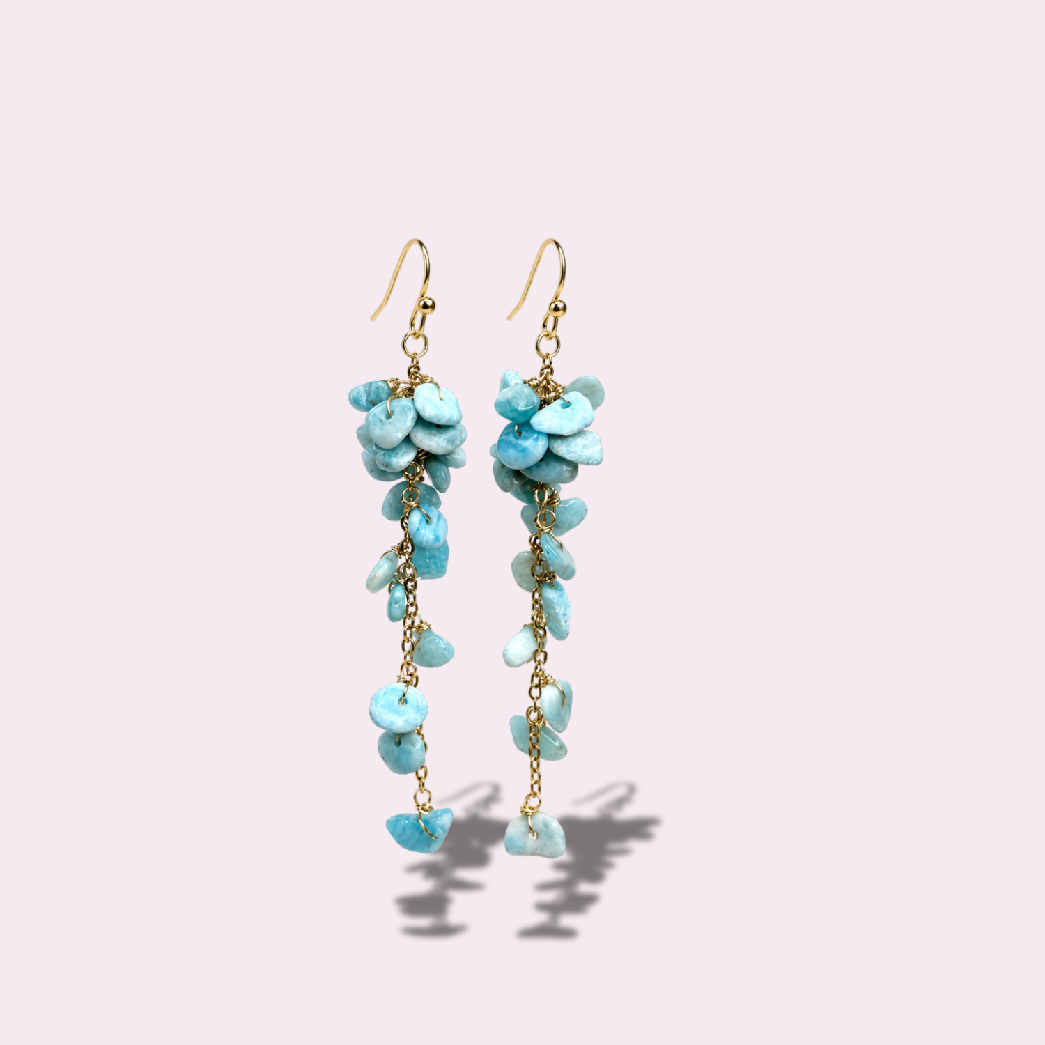 Celestial Raw Larimar Cluster Earrings - Image 3