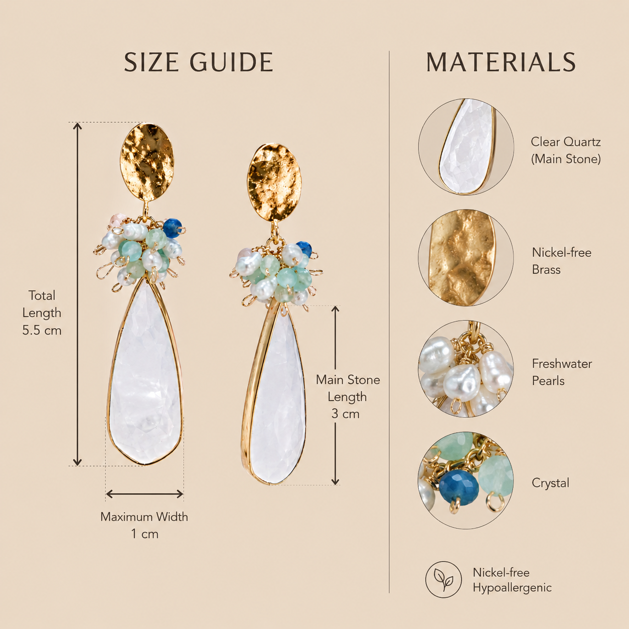 Energy Amplifier Clear Quartz Dangle Earrings - Image 2