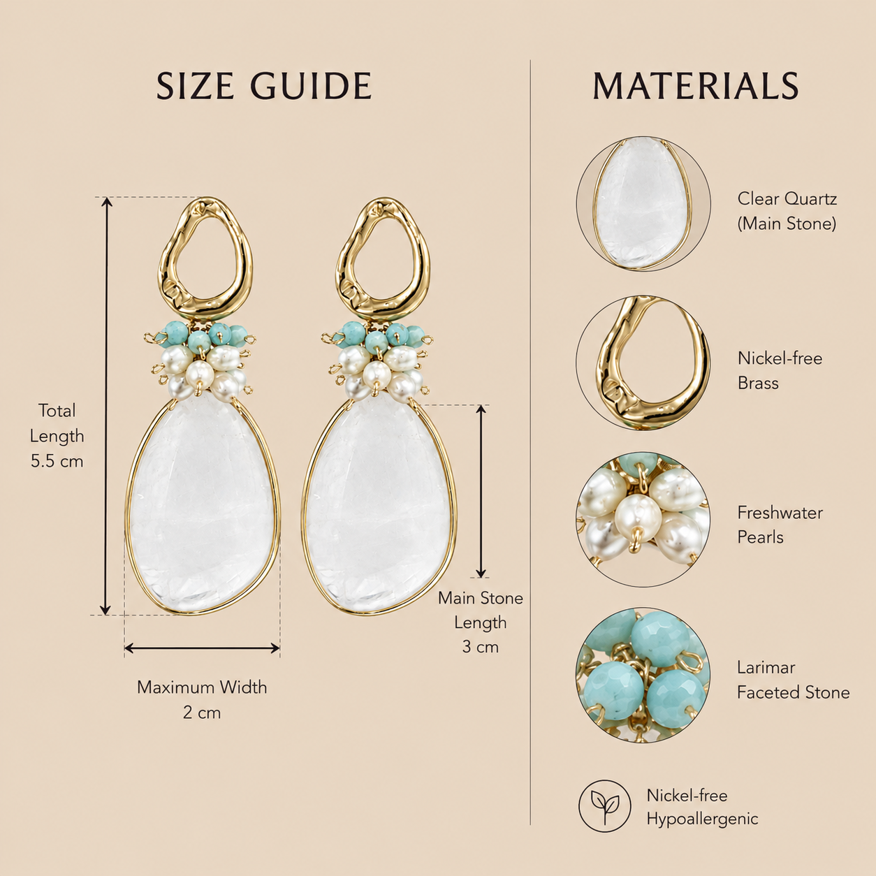 Healing Light Quartz Drops Earrings - Image 2