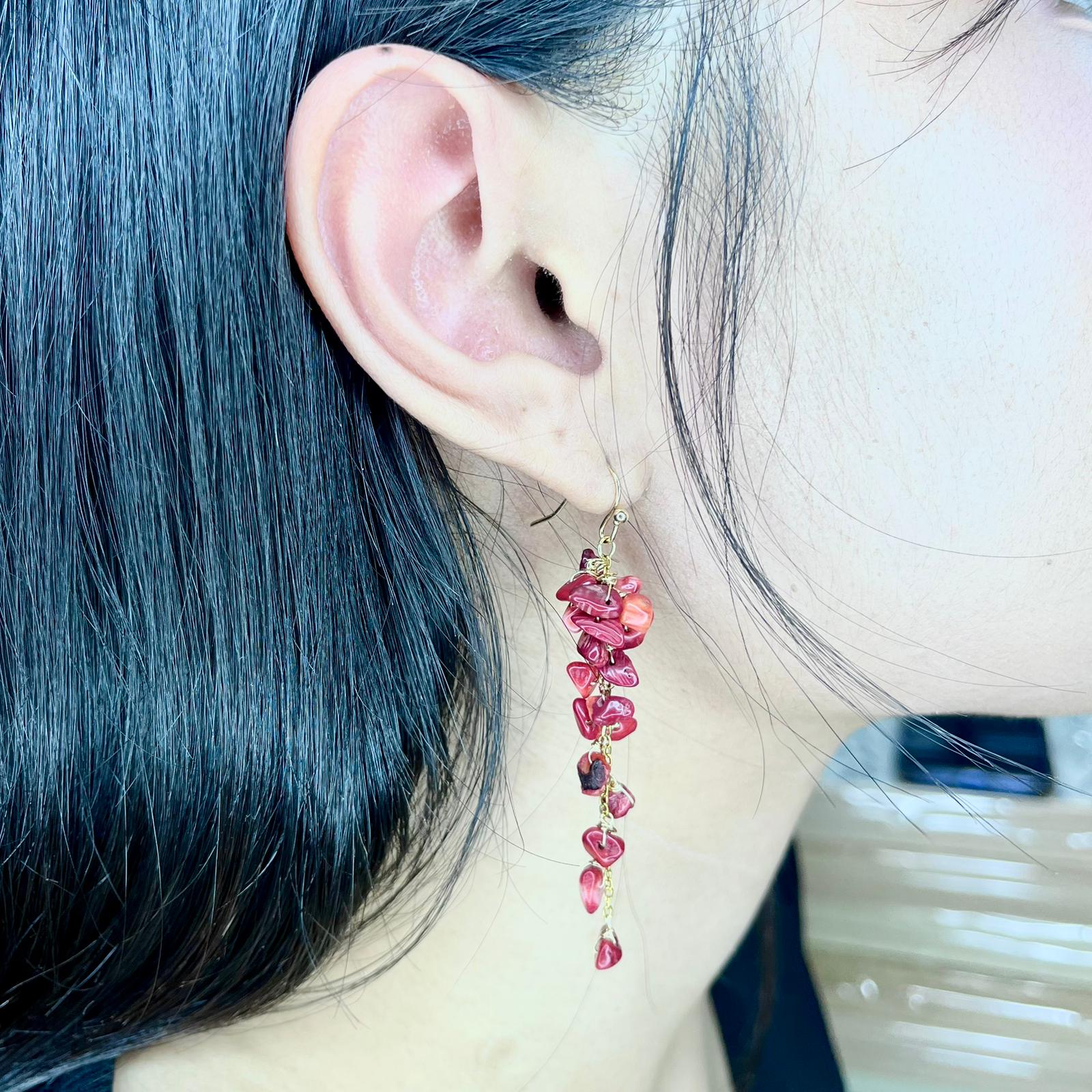 Celestial Garnet Cluster Earrings - Image 2