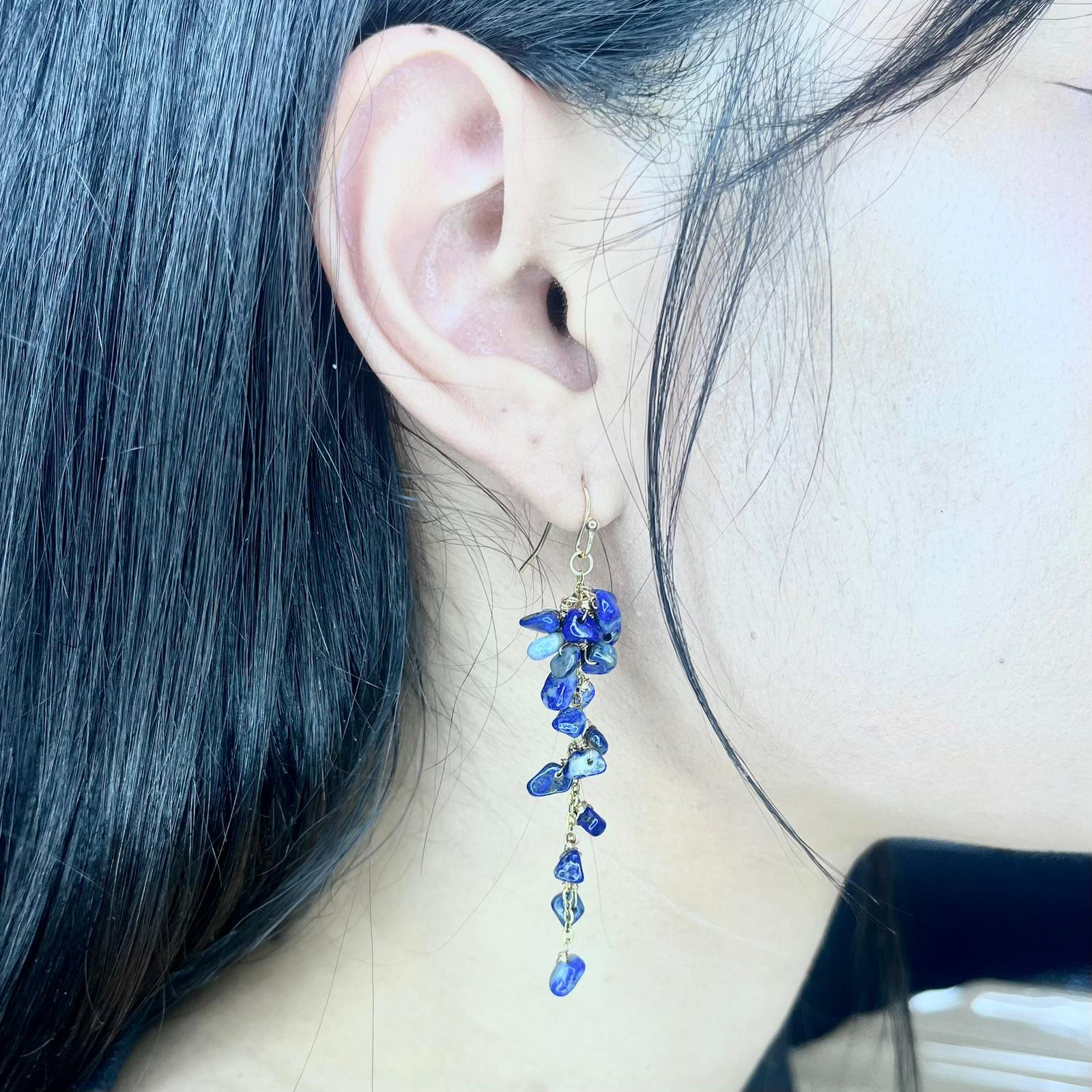 Celestial Lapis Lazuli Cluster Earrings - Image 2