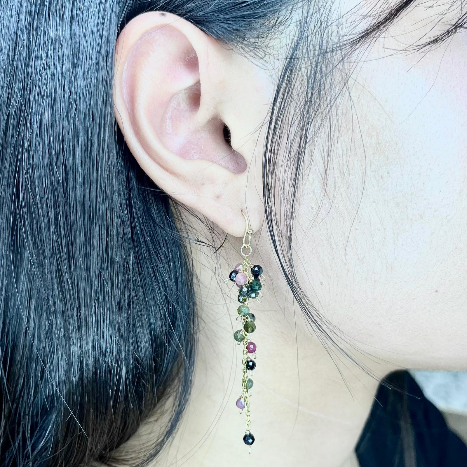 Celestial Tourmaline Cluster Earrings - Image 2