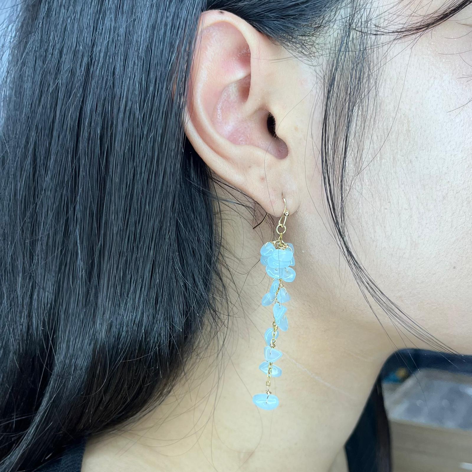 Celestial Aquamarine Cluster Earrings - Image 2