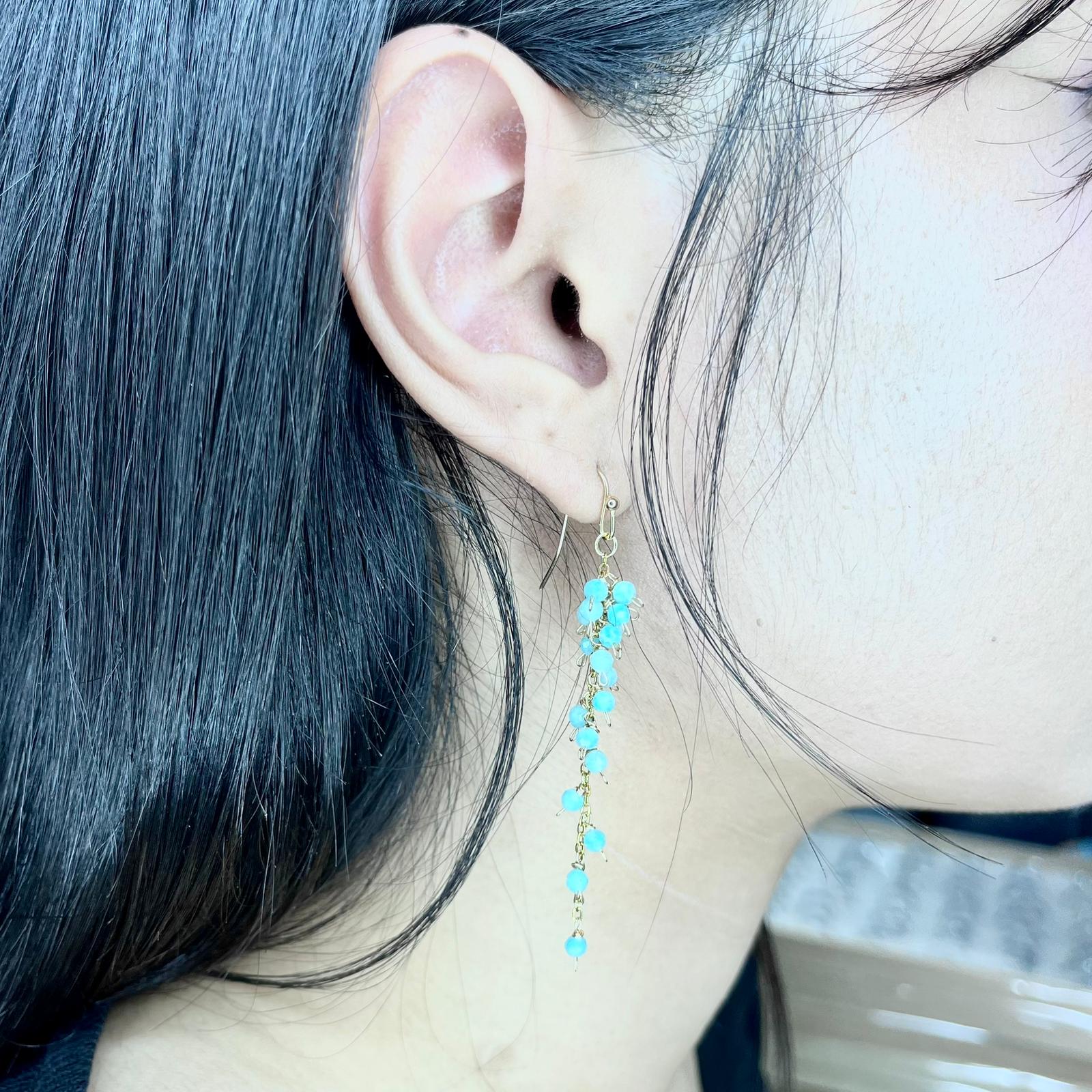 Celestial Larimar Cluster Earrings - Image 2