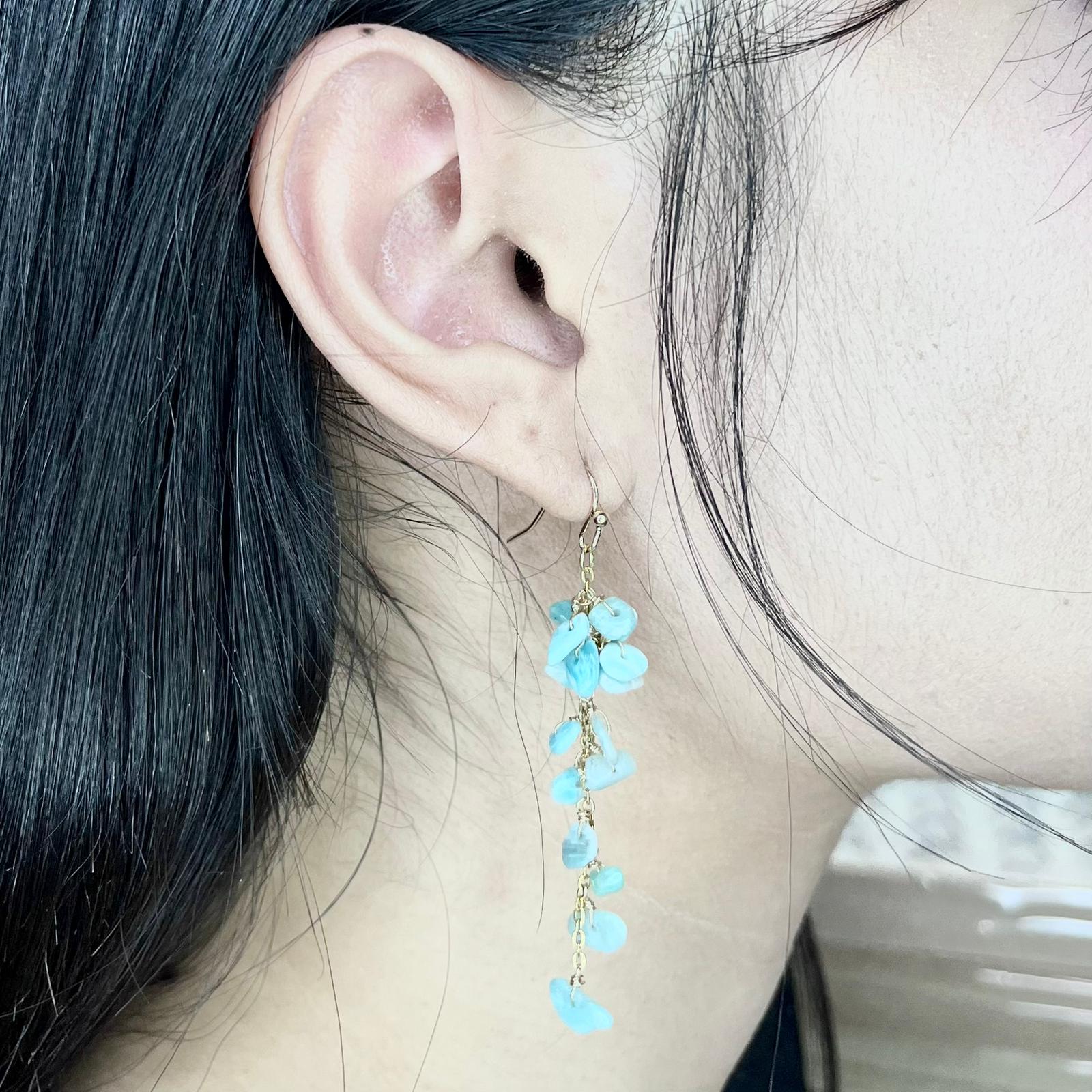 Celestial Raw Larimar Cluster Earrings - Image 2