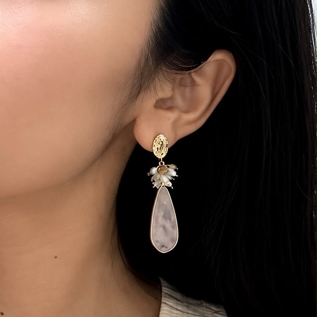 Energy Amplifier Clear Quartz Dangle Earrings - Image 4
