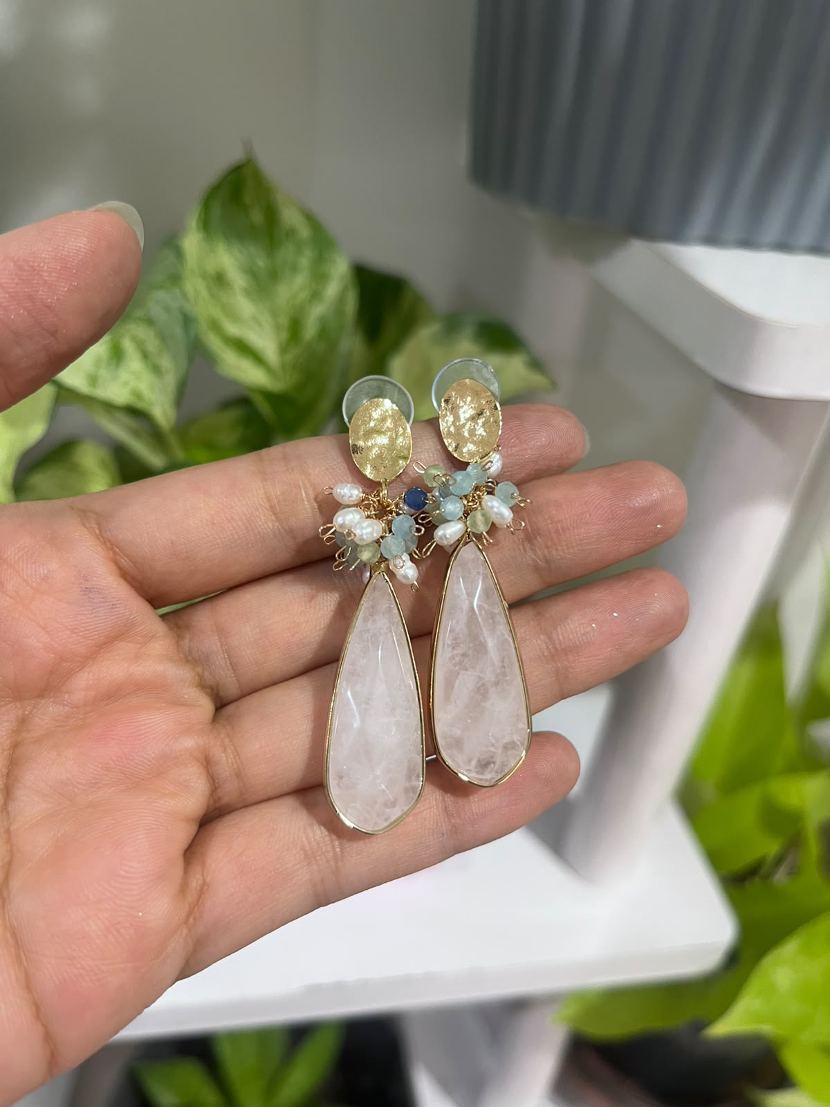 Energy Amplifier Clear Quartz Dangle Earrings - Image 5