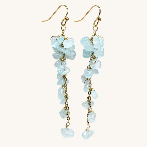 Celestial Aquamarine Cluster Earrings