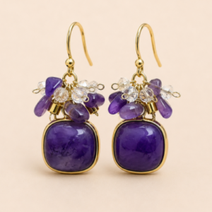 Golden Violet Quartz Earrings