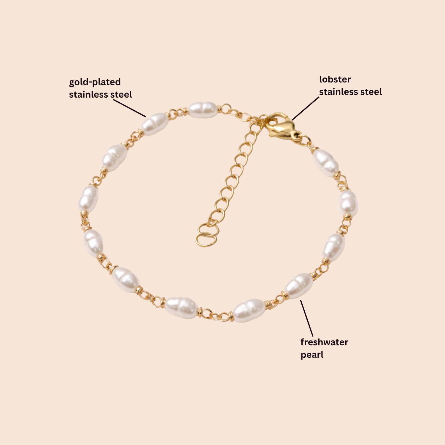 Classic Pearl Chain Bracelet - Image 2