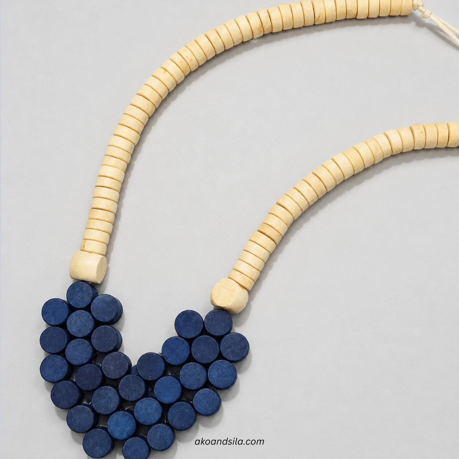 Blue Heart Wood Necklace - Image 4