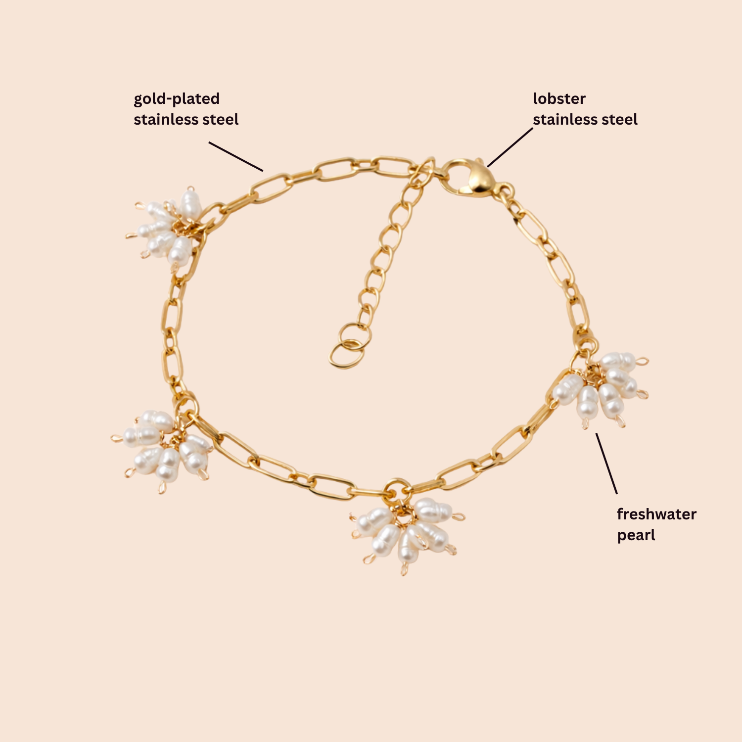 Pearl Cluster Chain Bracelet - Image 2