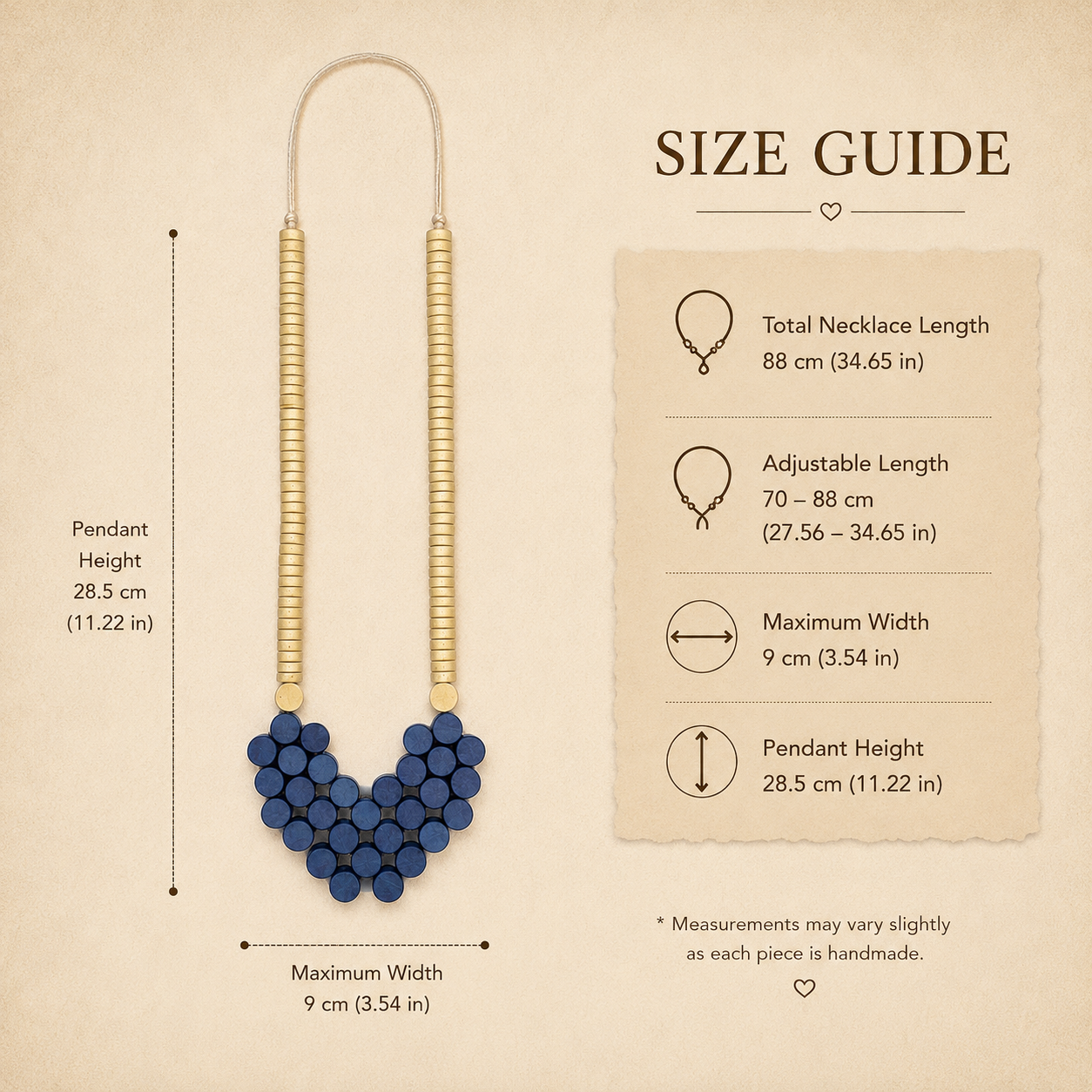 Blue Heart Wood Necklace - Image 2