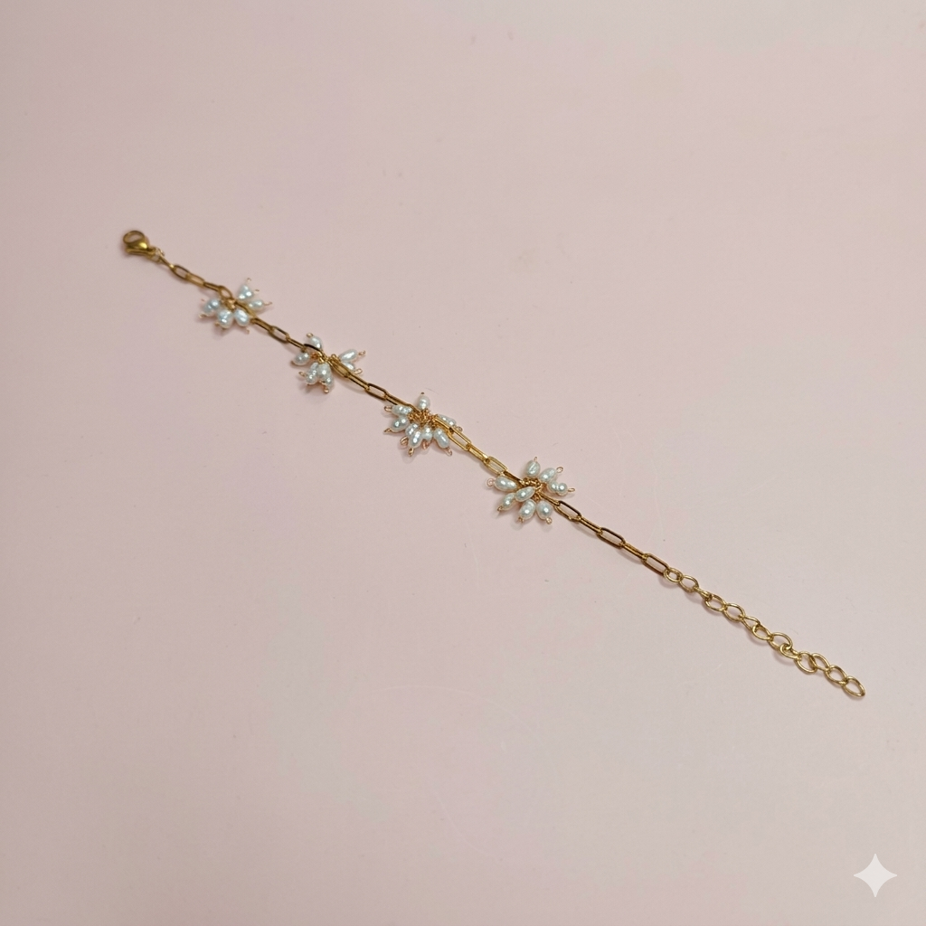 Pearl Cluster Chain Bracelet - Image 4