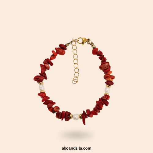 Rouge Coral & Freshwater Pearl Bracelet