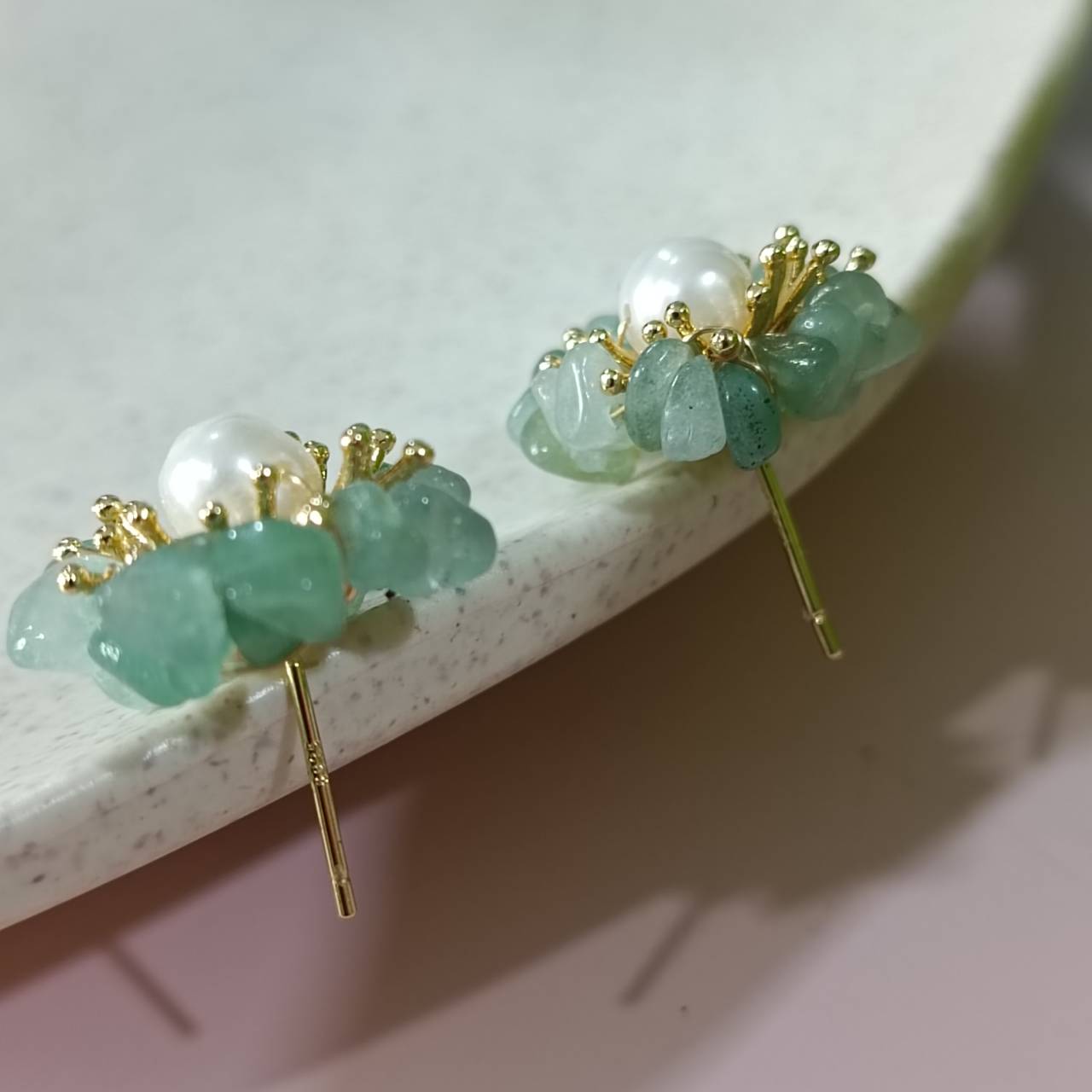 Sunrise Green Aventurine adjustable earrings - Image 2