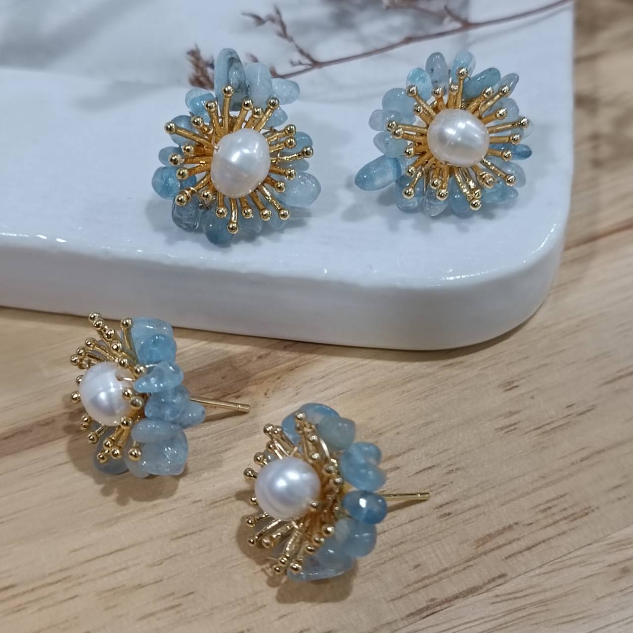 Sunrise Aquamarine adjustable earrings - Image 5