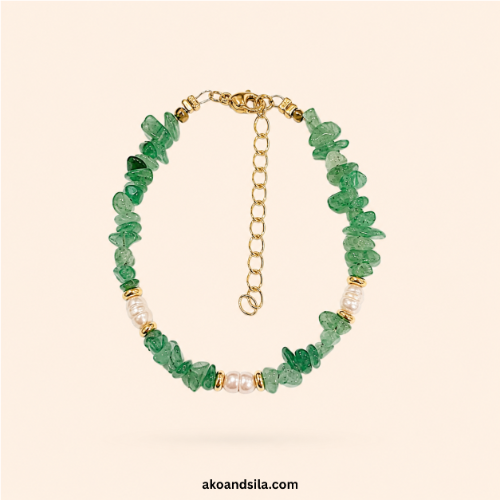 Green Aventurine & Freshwater Pearl Bracelet