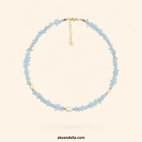 Aquamarine & Freshwater Pearl Necklace