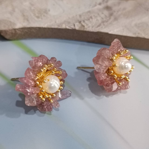Sunrise Strawberry Quartz adjustable earrings