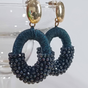 Cobalt Beaded Hoops Earrings