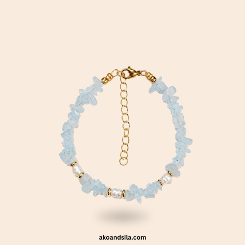 Aquamarine & Freshwater Pearl Bracelet