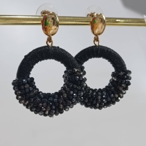 Noir Luna Beaded Hoops Earrings