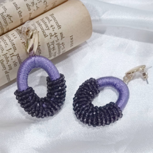Aubergine Beaded Hoops Earrings