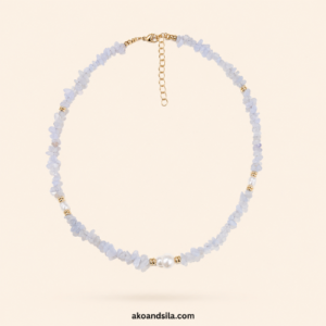 Blue Chalcedony & Freshwater Pearl Necklace