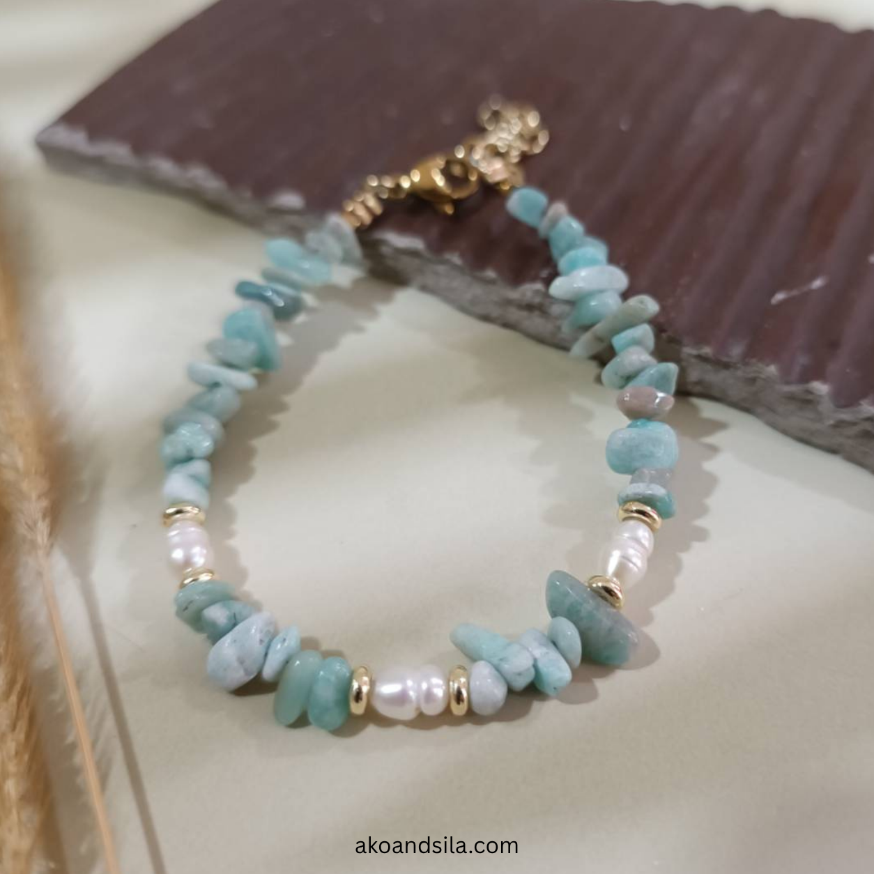 Amazonite & Freshwater Pearl Bracelet - Image 2