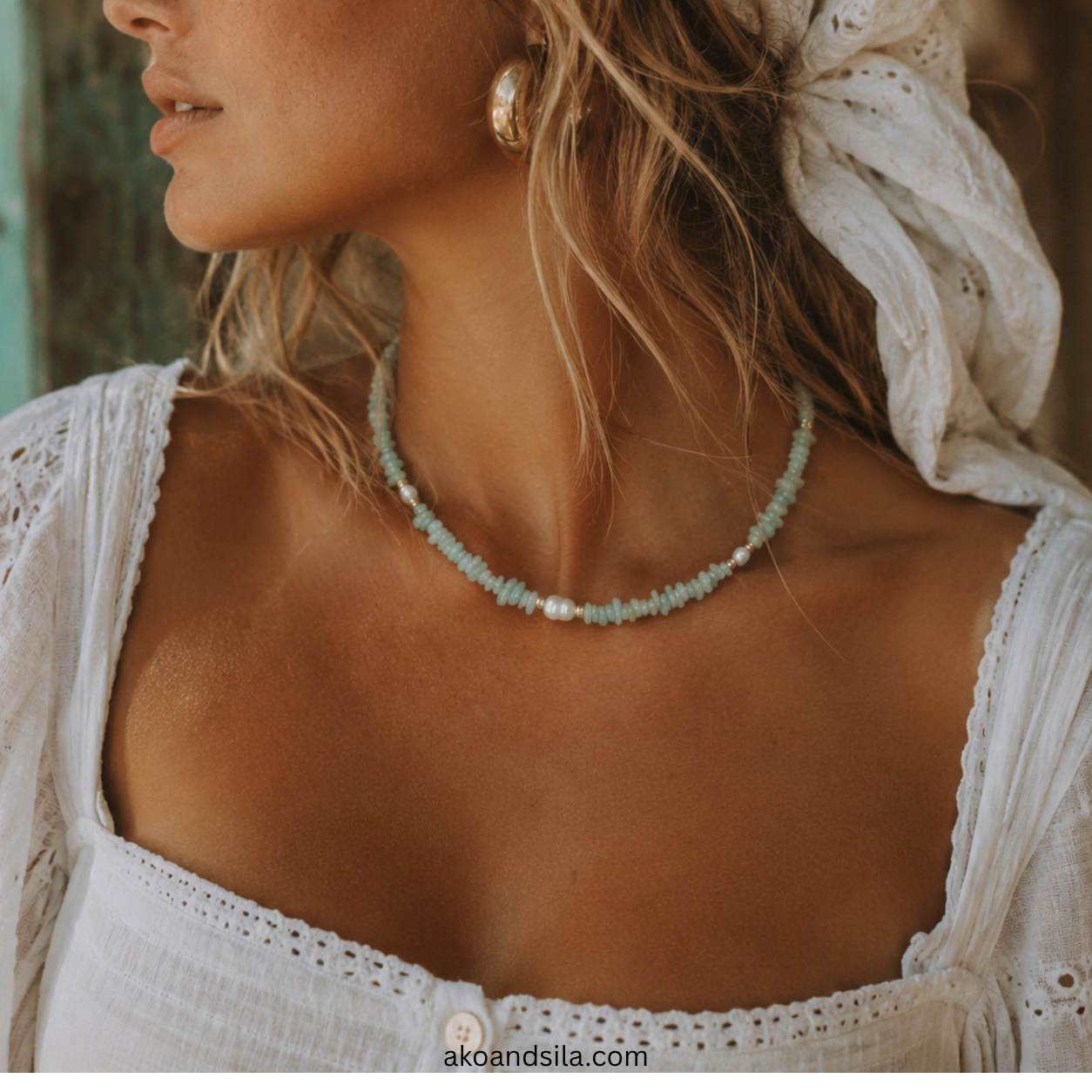 Amazonite & Freshwater Pearl Bracelet - Image 4