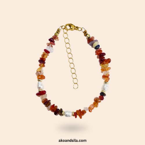 Carnelian & Freshwater Pearl Bracelet