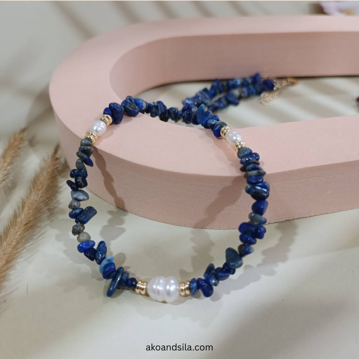 Lapis Lazuli & Freshwater Pearl Necklace - Image 3